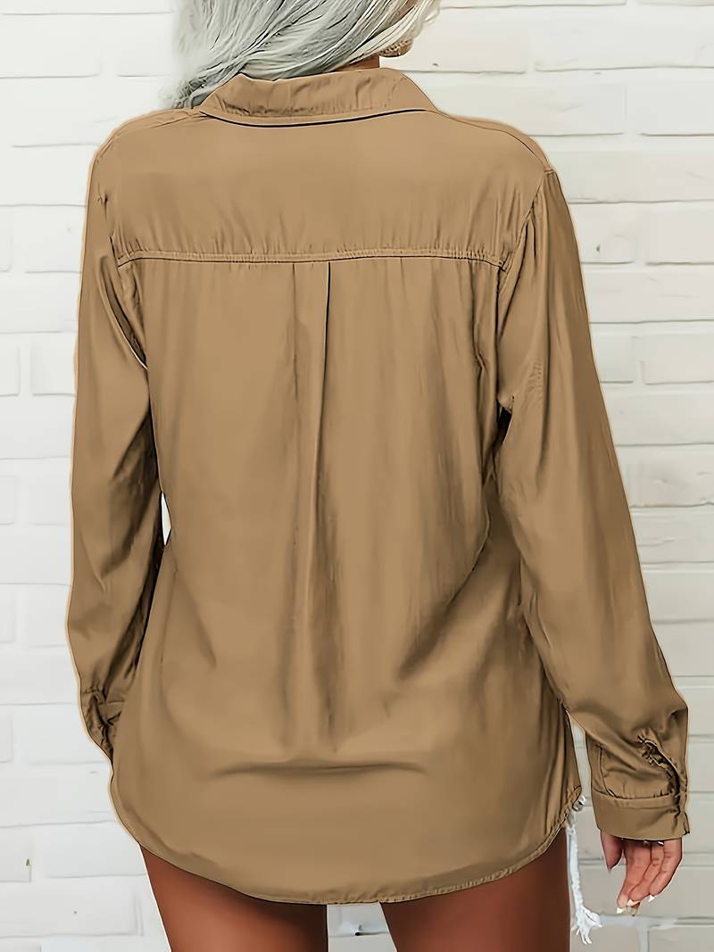Amani - Camisa Con Solapa De Botones Y Pecho Ancho