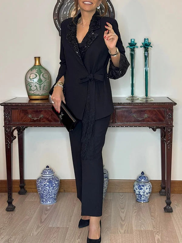 Nitzanit - Elegante Conjunto de Chaqueta y Pantalón de Dos Piezas