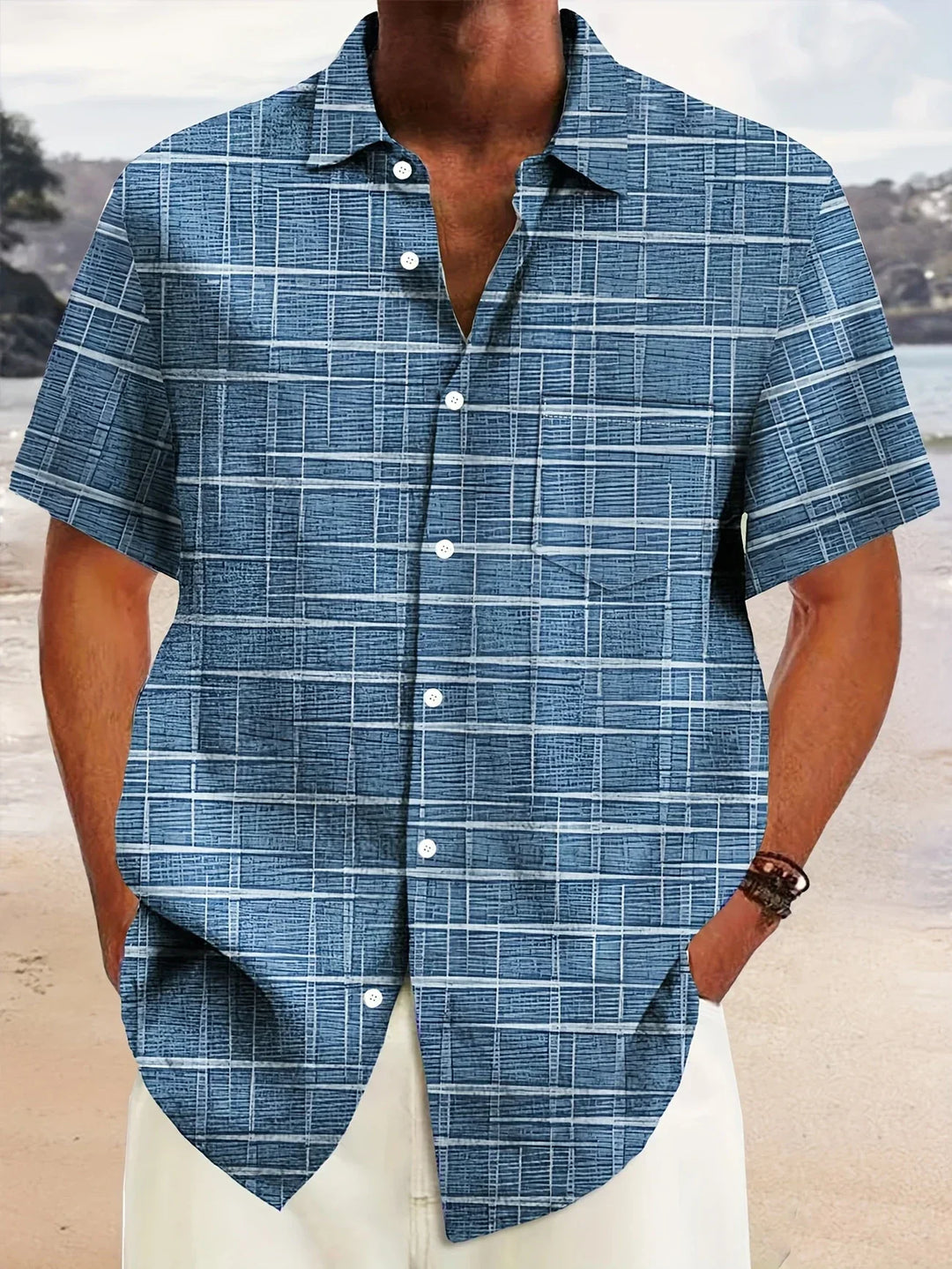 Haroyan - Camisa Elegante Con Estampado De Rayas a Cuadros
