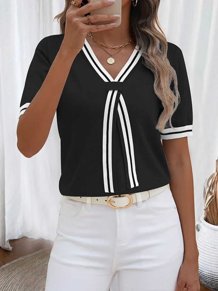 Brunella - Elegante Top De Punto Con Cuello En V