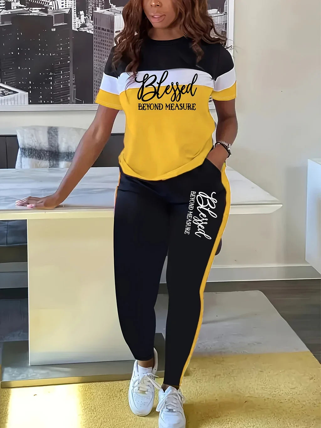 Fotini - Traje Deportivo Casual De Verano A La Moda Con Contrastes De Color