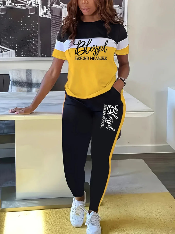 Fotini - Traje Deportivo Casual De Verano A La Moda Con Contrastes De Color