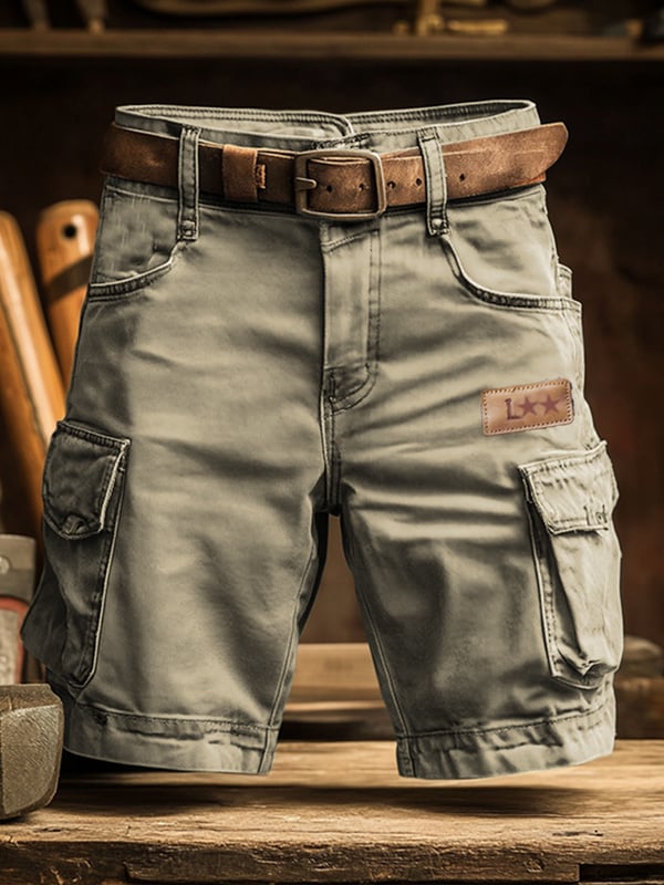 Pantalones Cortos Cargo Multiusos Retro Para Hombre Confeccionados En Tejido Ripstop Resistente al Desgaste