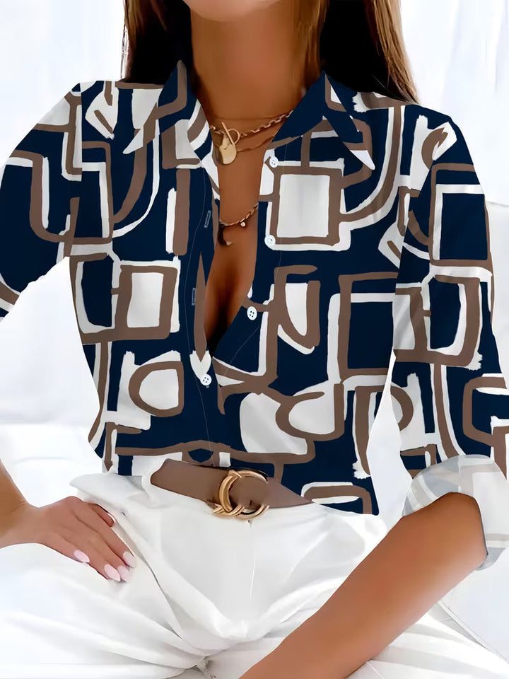 Fizana - Camisa Informal De Gasa Con Estampado Geométrico
