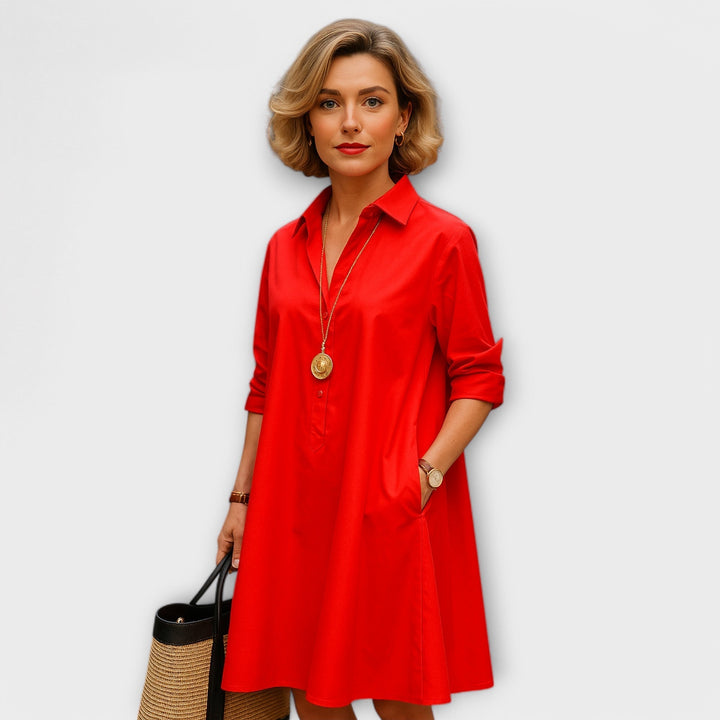 Giolanta - Vestido Camisero Moderno Con Cuello En V