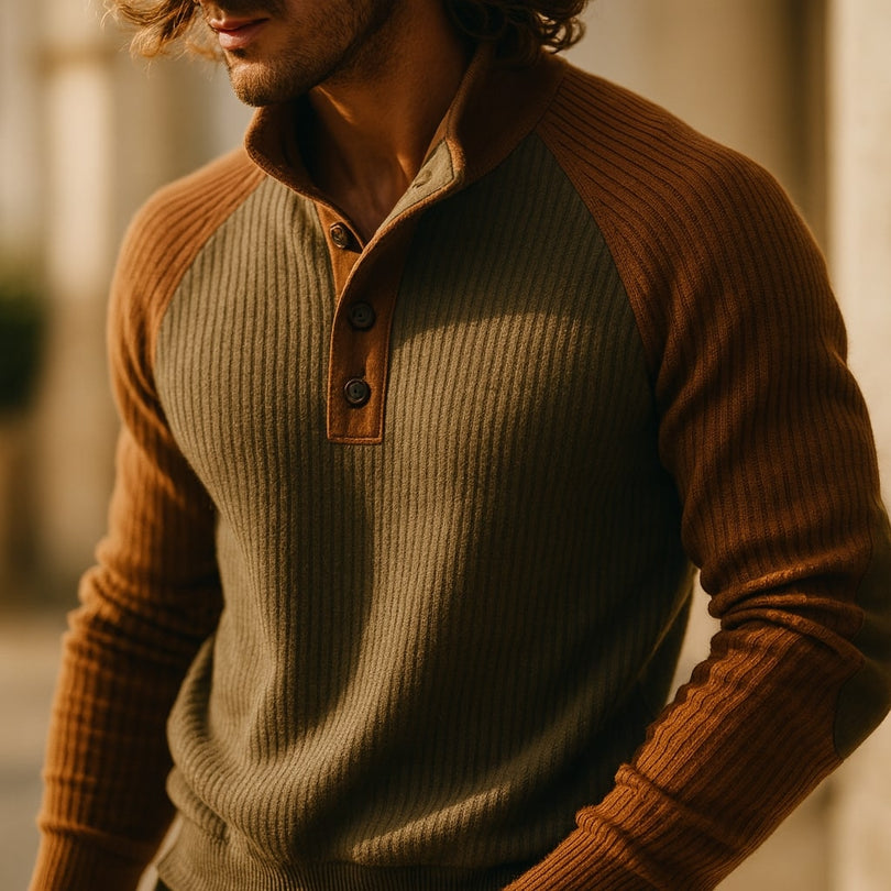 Raziel - Camisa Informal de Manga larga de Punto Con Cuello Alto