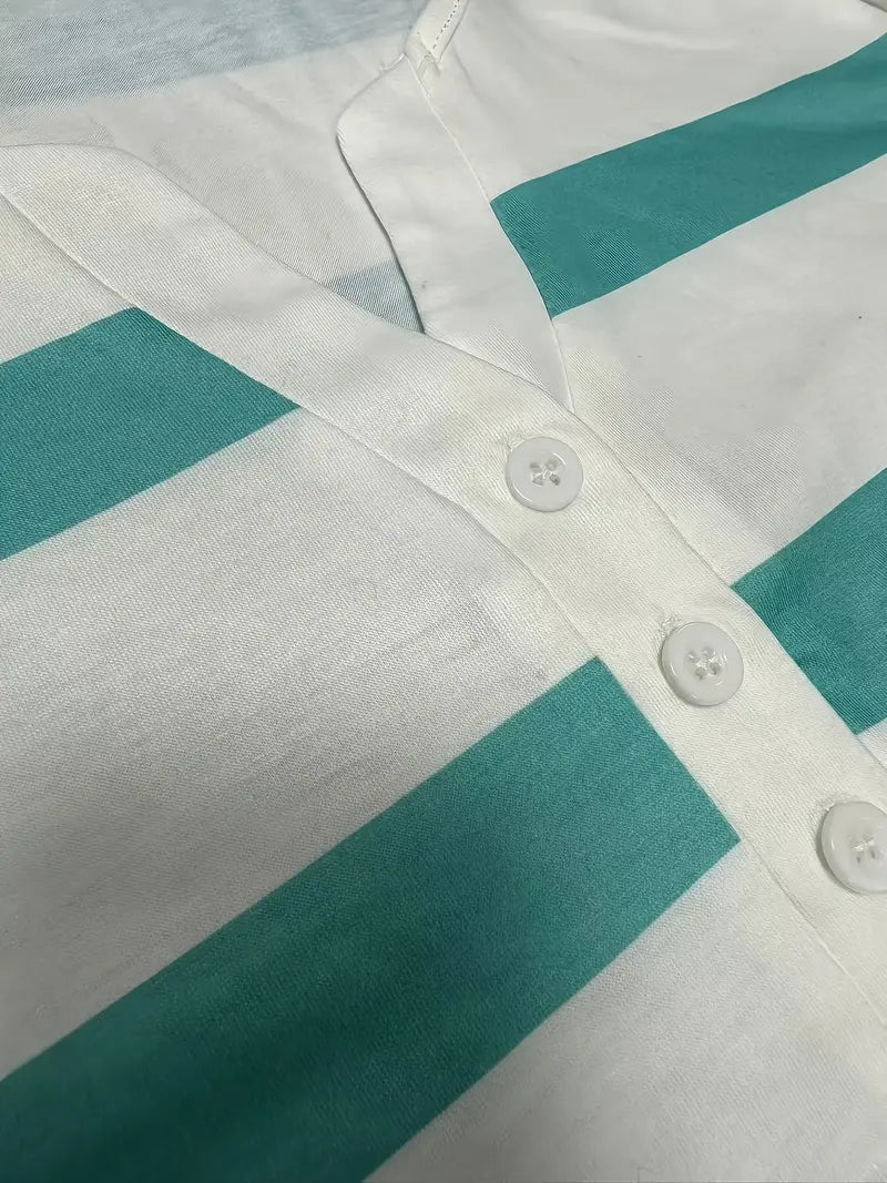Dakota - Camiseta Informal Con Cuello En V Y Estampado A Rayas
