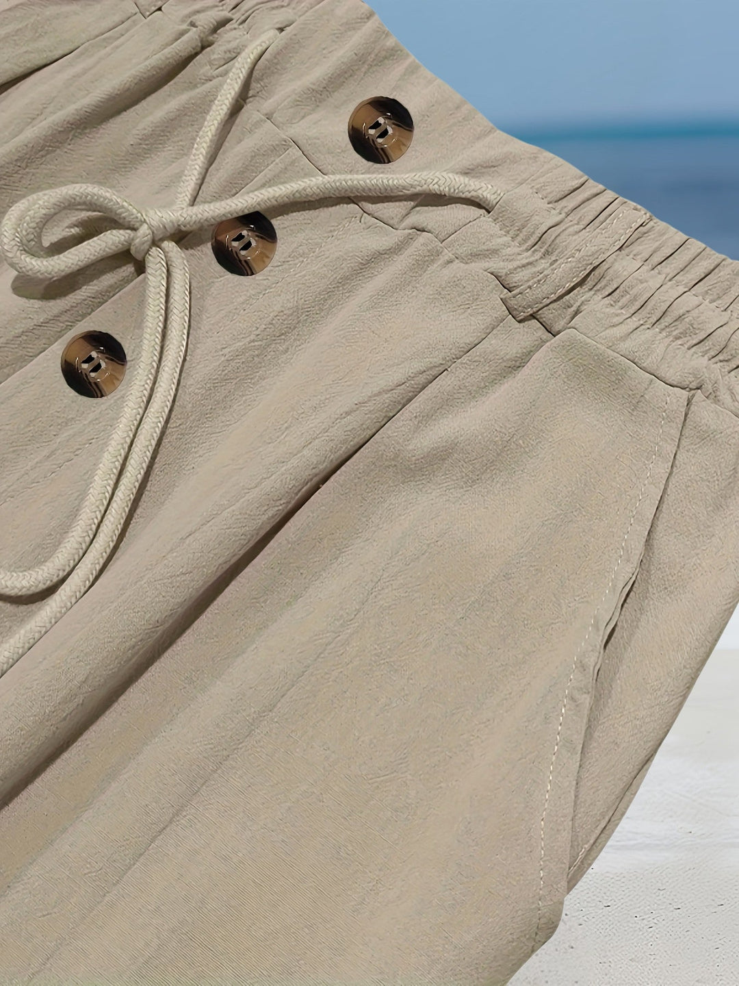 Aznar - Pantalón Elástico Informal De Lino