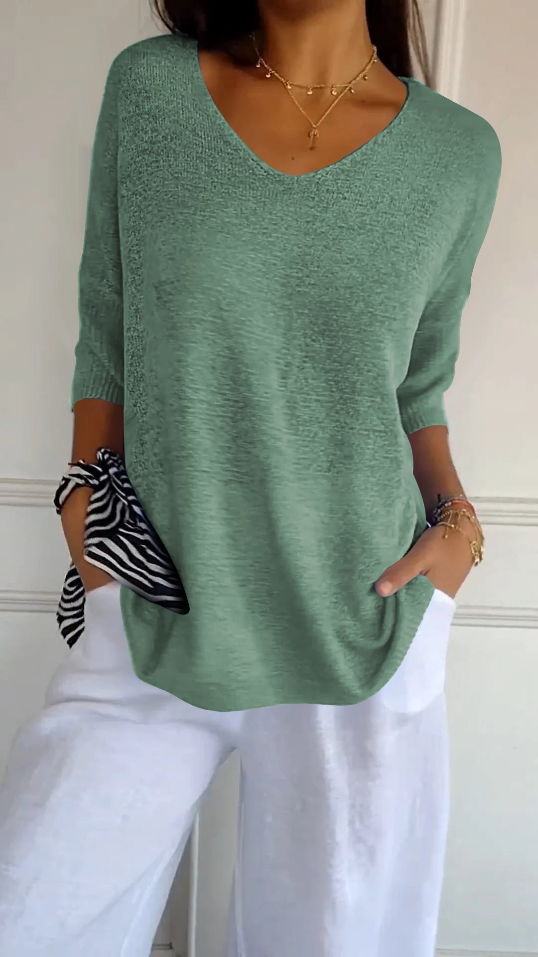 Rosal - Top De Punto Liso Con Cuello En V