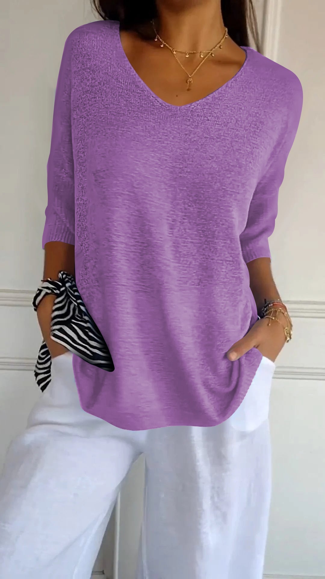 Rosal - Top De Punto Liso Con Cuello En V