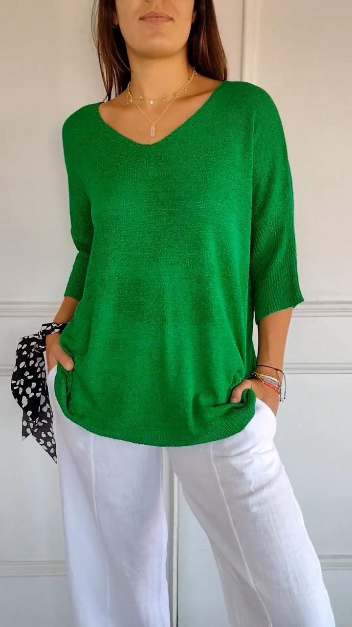 Rosal - Top De Punto Liso Con Cuello En V