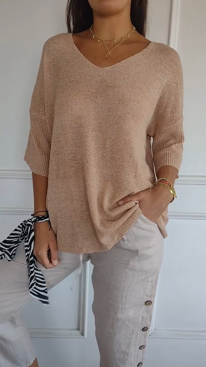 Rosal - Top De Punto Liso Con Cuello En V
