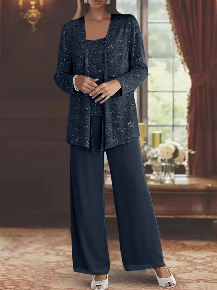 Gimena - Conjunto De Pantalón Y Cárdigan Con Purpurina