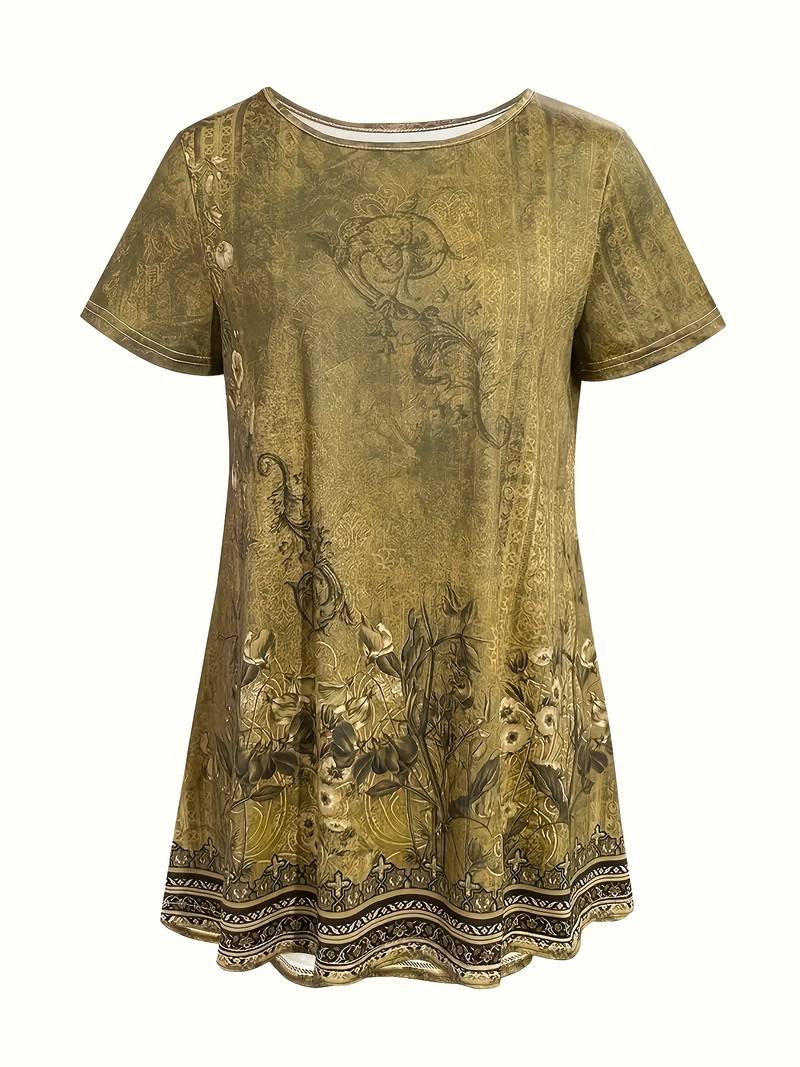 Abhishani - Camiseta Holgada Con Estampado Floral