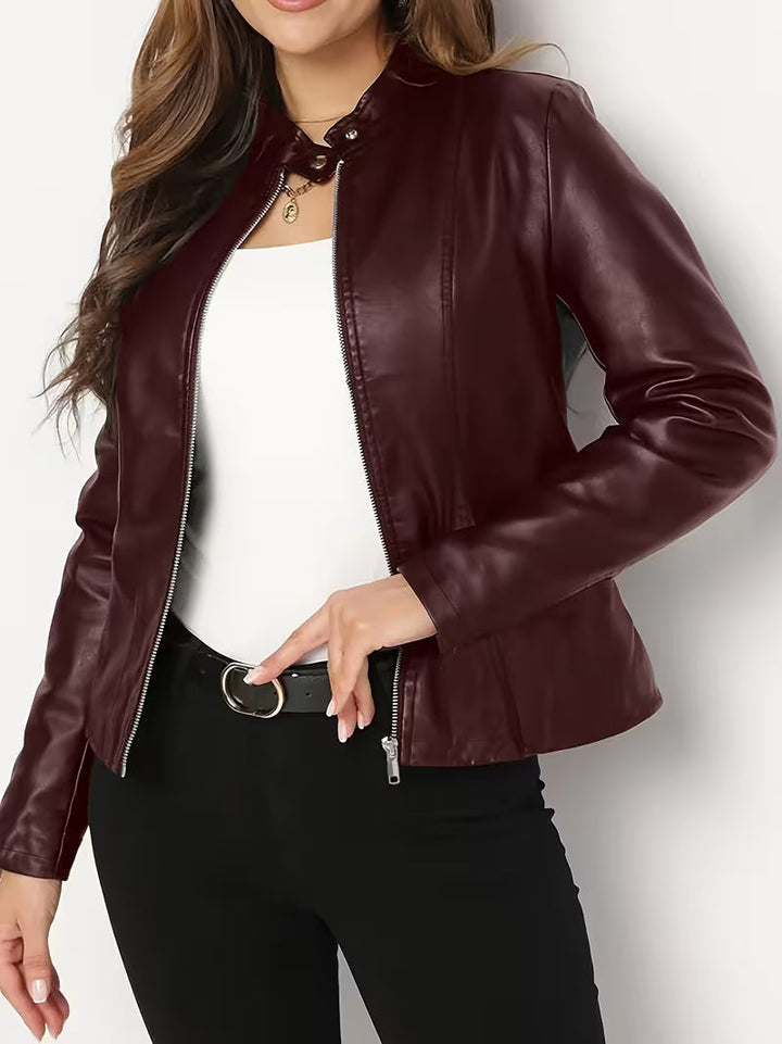 Siliena - Elegante Chaqueta De Imitación De Piel Con Cremallera