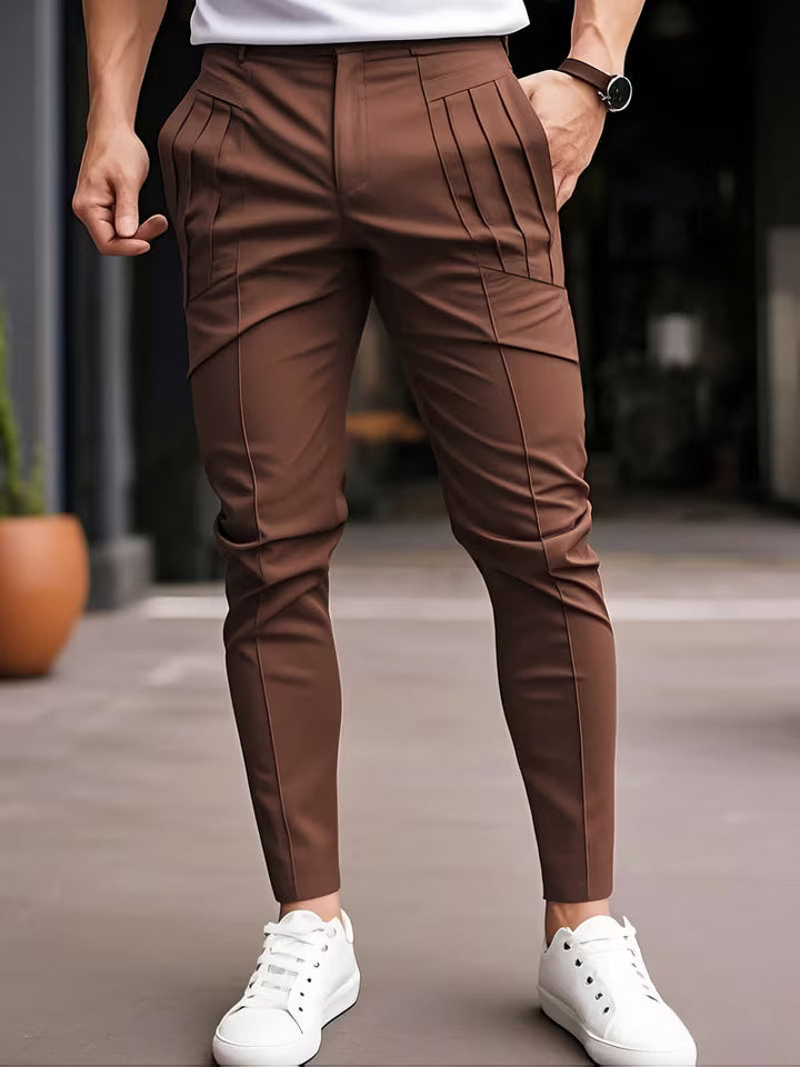 Altmann - Pantalones de Corte Ajustado Con Pliegues y Bolsillos