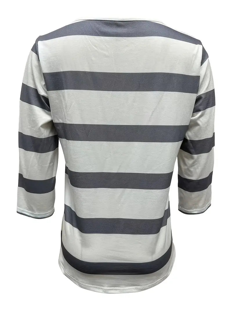 Dakota - Camiseta Informal Con Cuello En V Y Estampado A Rayas