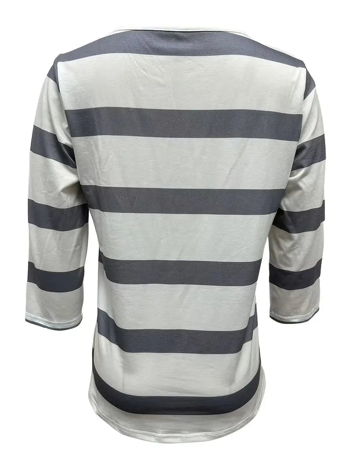 Dakota - Camiseta Informal Con Cuello En V Y Estampado A Rayas