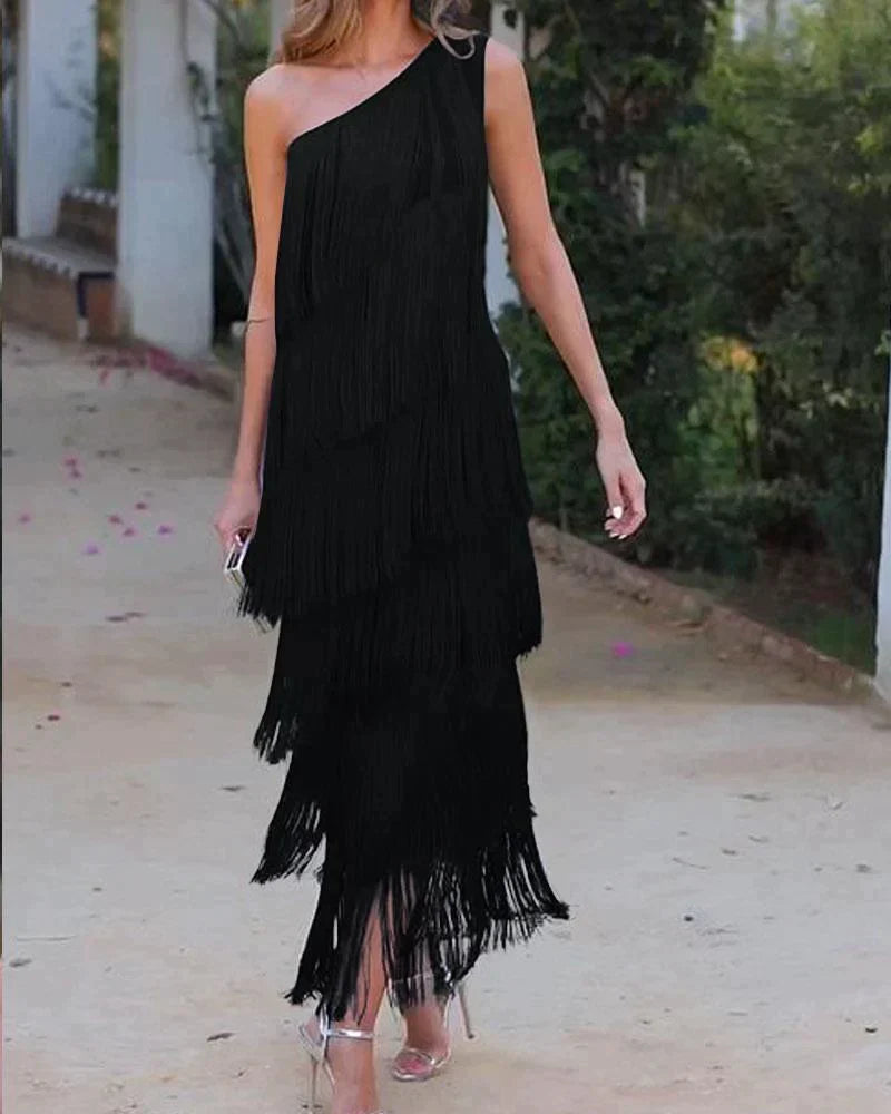 Mirella - Vestido Largo con Flecos