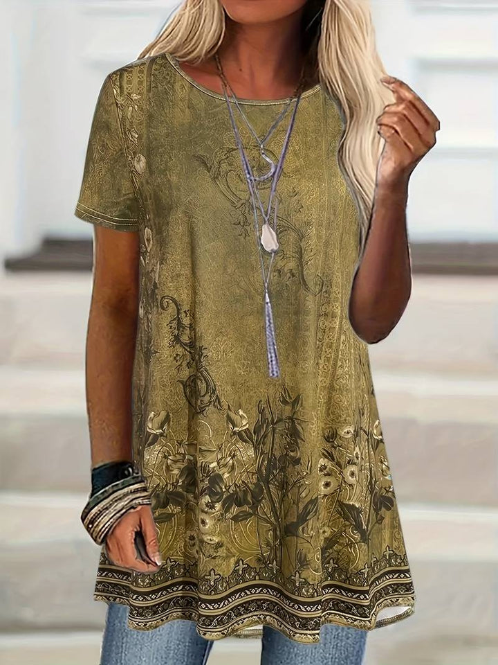 Abhishani - Camiseta Holgada Con Estampado Floral