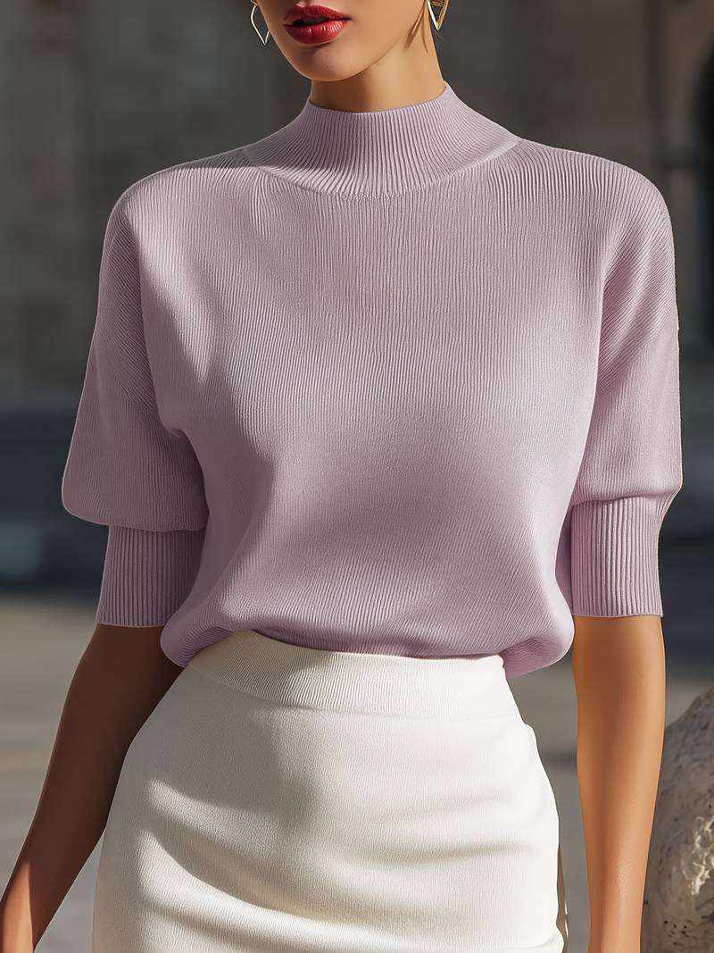 Jenni - Jersey De Manga Corta Con Cuello Alto Y Canalé