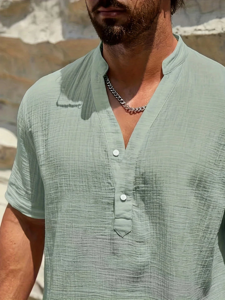 Sancho - Elegante Verano Camisa Con Cuello Alto