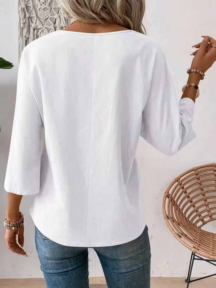 Sheril - Camiseta Holgada Con Mangas Enrollables y Estampado Floral