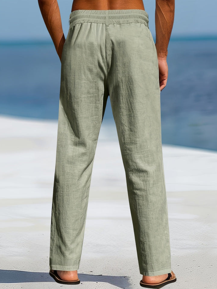 Aznar - Pantalón Elástico Informal De Lino