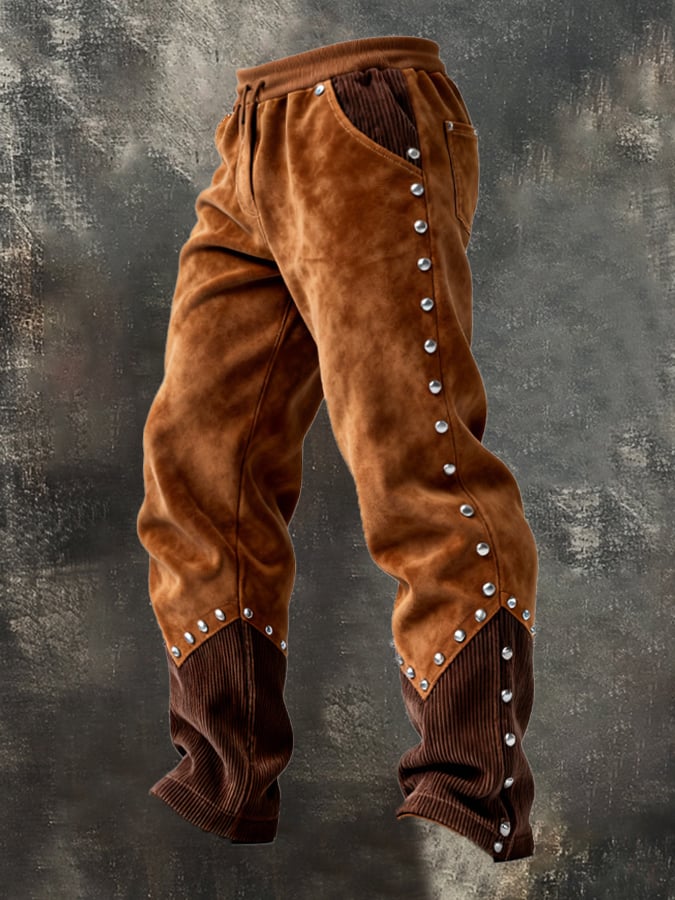 Overton - Pantalón Vintage De Aventura Al Aire Libre Con Costuras De Pana y Flecos