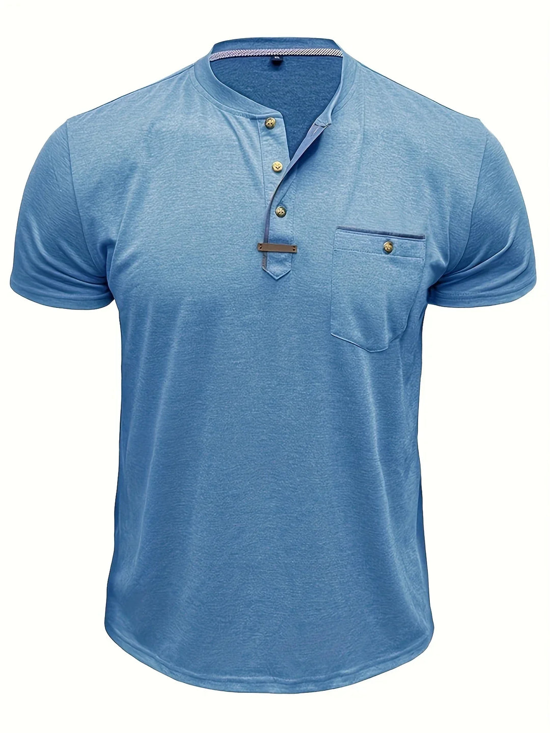 Saxon - Camiseta Elegante De Cuello Redondo Con Bolsillo