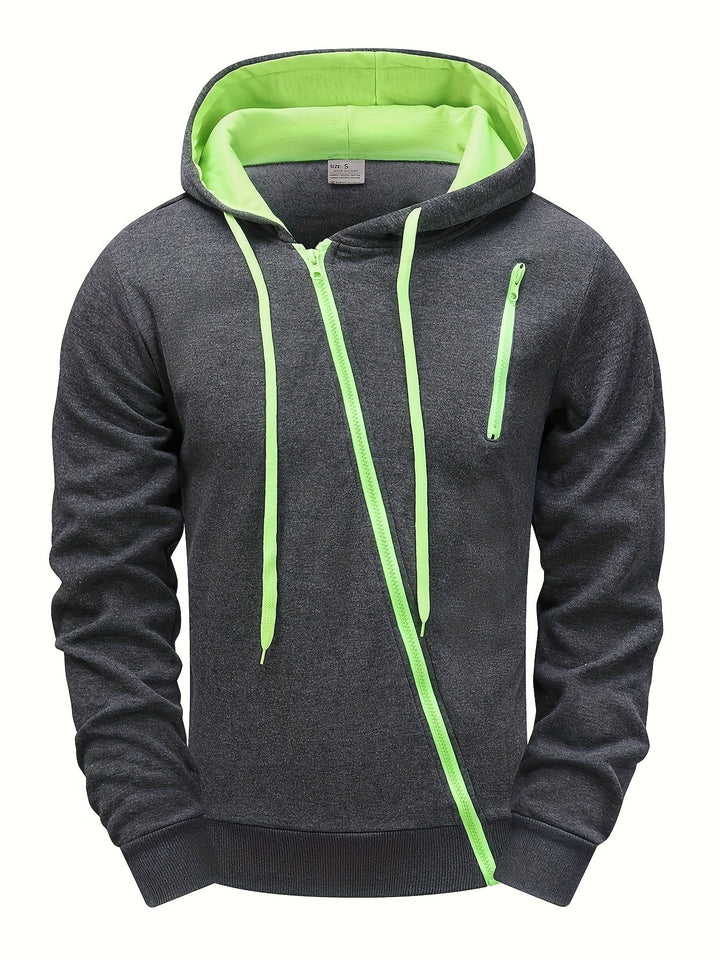 Hendro - Sudadera Con Capucha y Cremallera De Manga Larga Informal