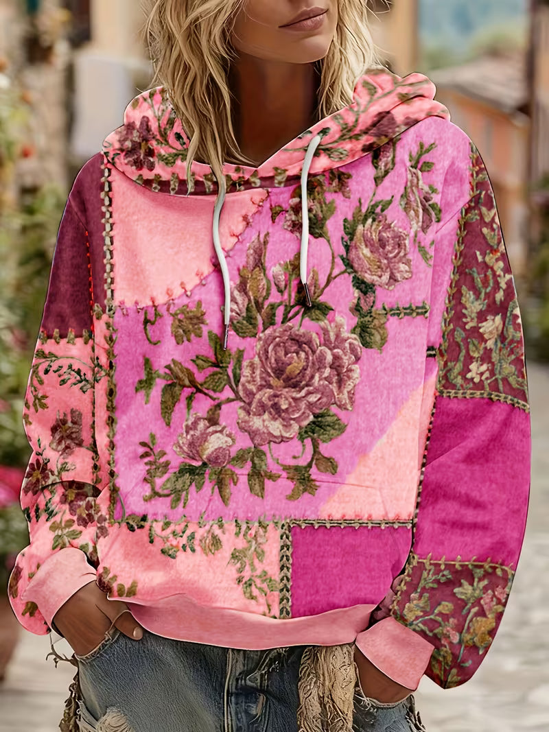 Norella - Sudadera Con Capucha De Manga Larga Y Diseño Floral De Patchwork