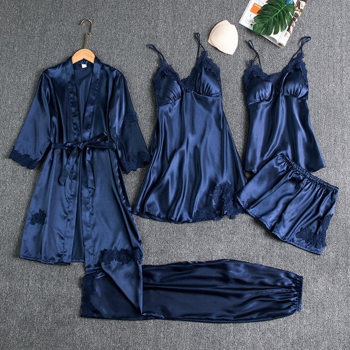 Noga - Conjunto de Ropa de Dormir de Seda de 5 Piezas