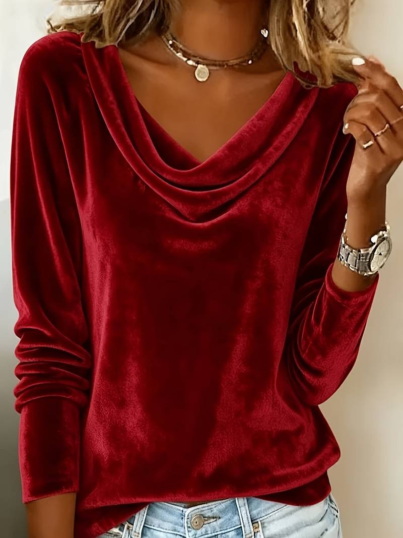 Ghania - Camiseta Informal De Manga Larga Con Cuello en V
