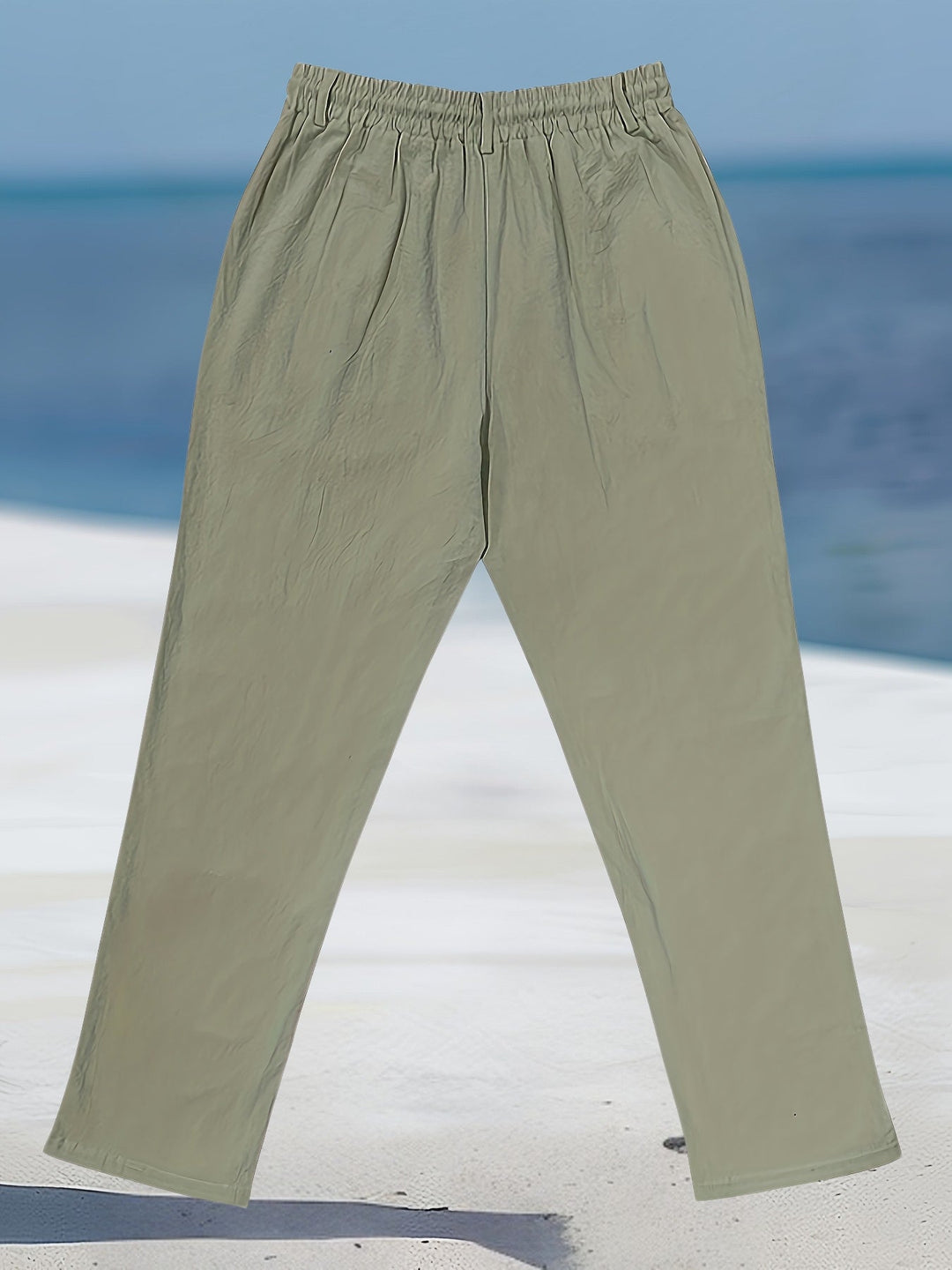 Aznar - Pantalón Elástico Informal De Lino