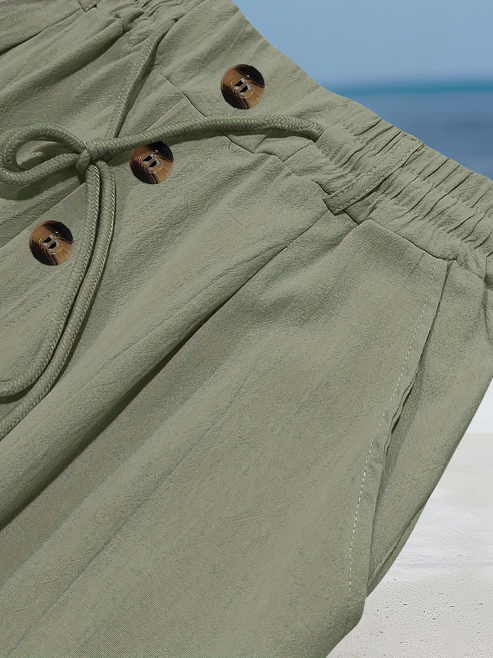 Aznar - Pantalón Elástico Informal De Lino
