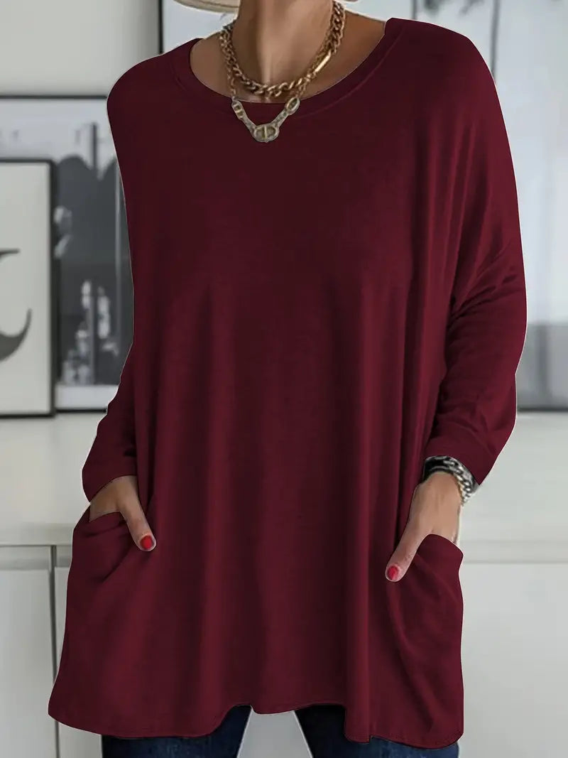 Noryn - Jersey Oversize Con Cuello Redondo y Bolsillos