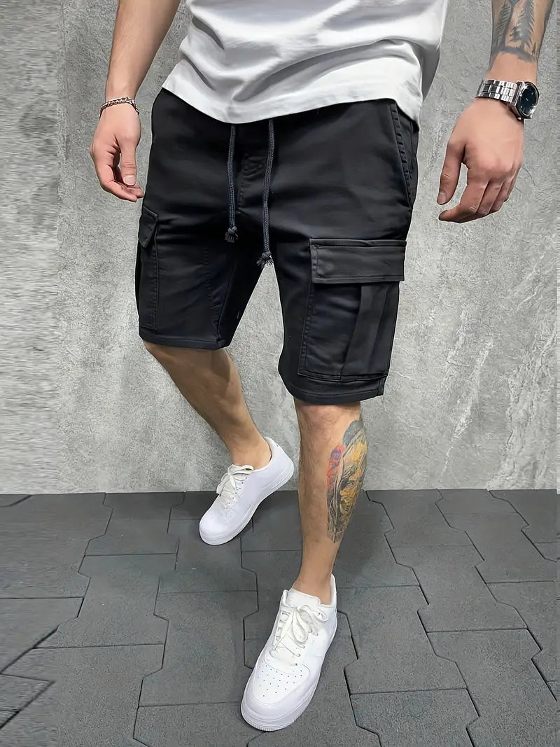 Jelte - Pantalones Cortos Cargo Informales Sin Elasticidad y Con Cordón