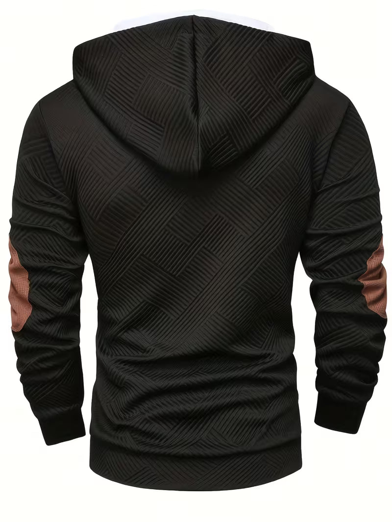 Alejandro - Sudadera Con Capucha y Textura Con Parches en Los Codos en Color de Contraste
