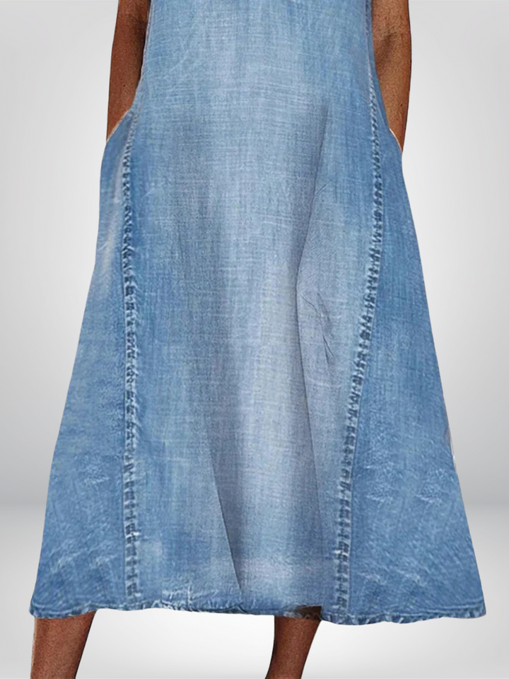 Renia - Vestido Cómodo de Denim