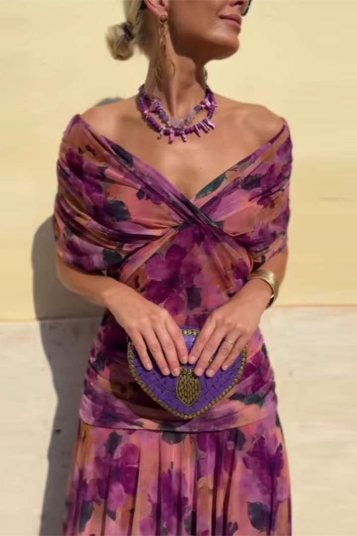 Nefeli - Elegante Vestido Largo De Fiesta Con Cuello En V