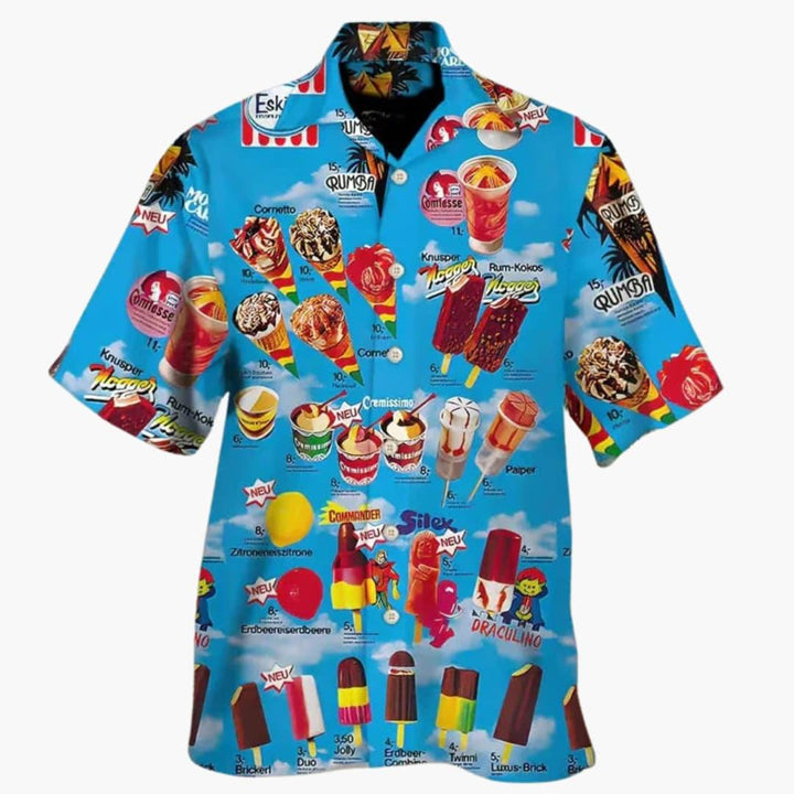 Lubomir - Elegante Camisa De Verano Con Estampado De Helados