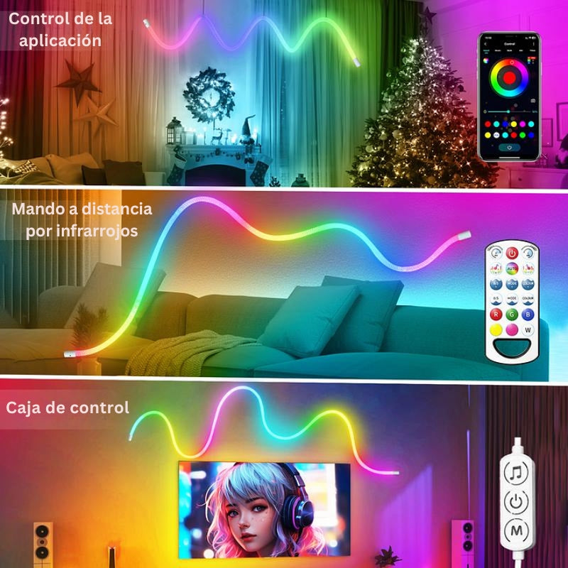 LumiRope - Luz Flexible De Silicona RGB Inteligente De 360 Grados
