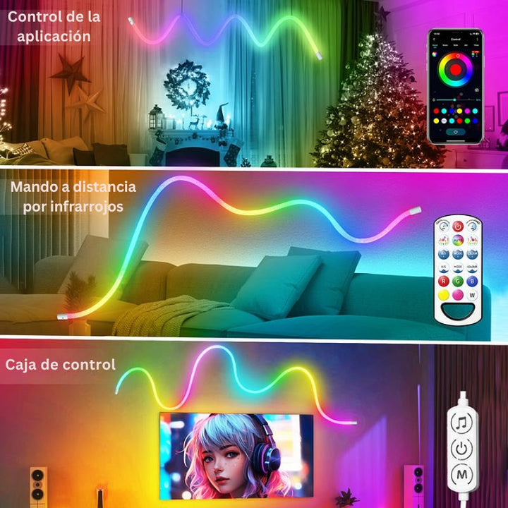 LumiRope - Luz Flexible De Silicona RGB Inteligente De 360 Grados