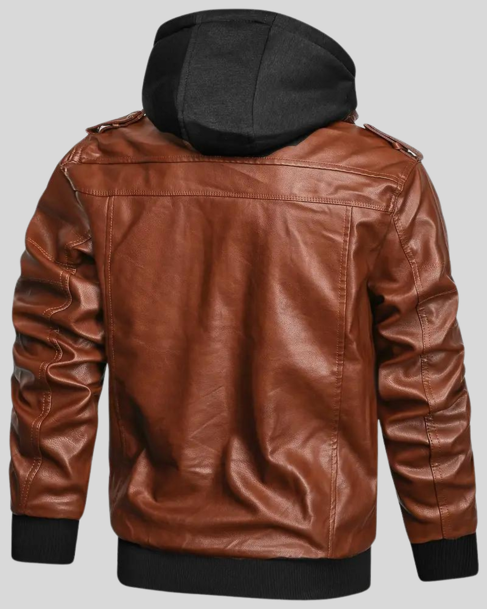 Davor - Chaqueta De Cuero Con Capucha y Doble Cremallera