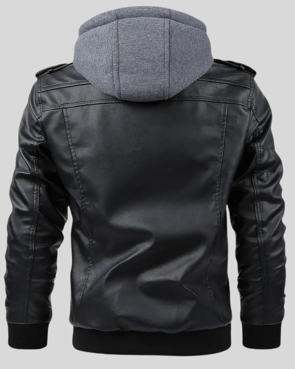 Davor - Chaqueta De Cuero Con Capucha y Doble Cremallera