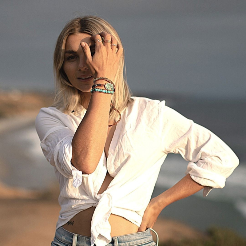 Natilda - Pulsera de Turquesa y Jaspe con Envoltura Curativa