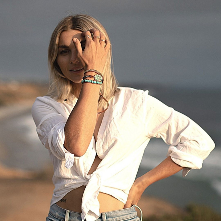 Natilda - Pulsera de Turquesa y Jaspe con Envoltura Curativa