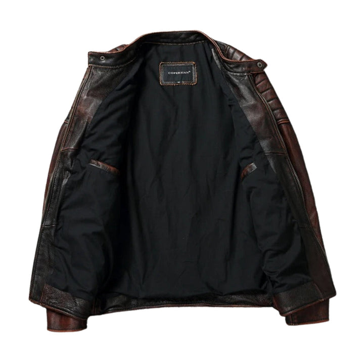 Jorge - Chaqueta De Cuero Con Cremallera Frontal