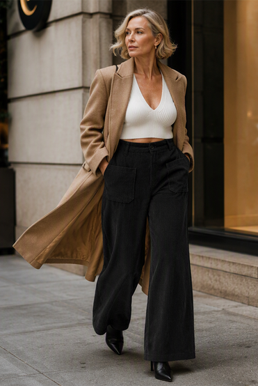 Jina - Pantalones De Corte Ancho Con Bolsillos Delanteros